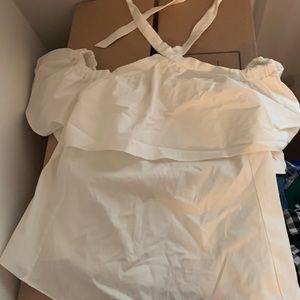 Off shoulder, neck tie top.